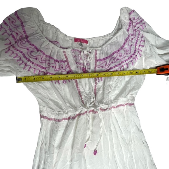 CHACH white/pink Beaded Sequin Embroidered CoverUp XL - Picture 9 of 16